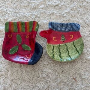 Colorful Holiday‎ Ceramic Mitten Plates